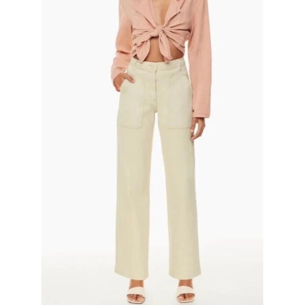 Aritzia Wilfred Free High Rise Straight Leg Cream Denim Modern Utility Pants 10